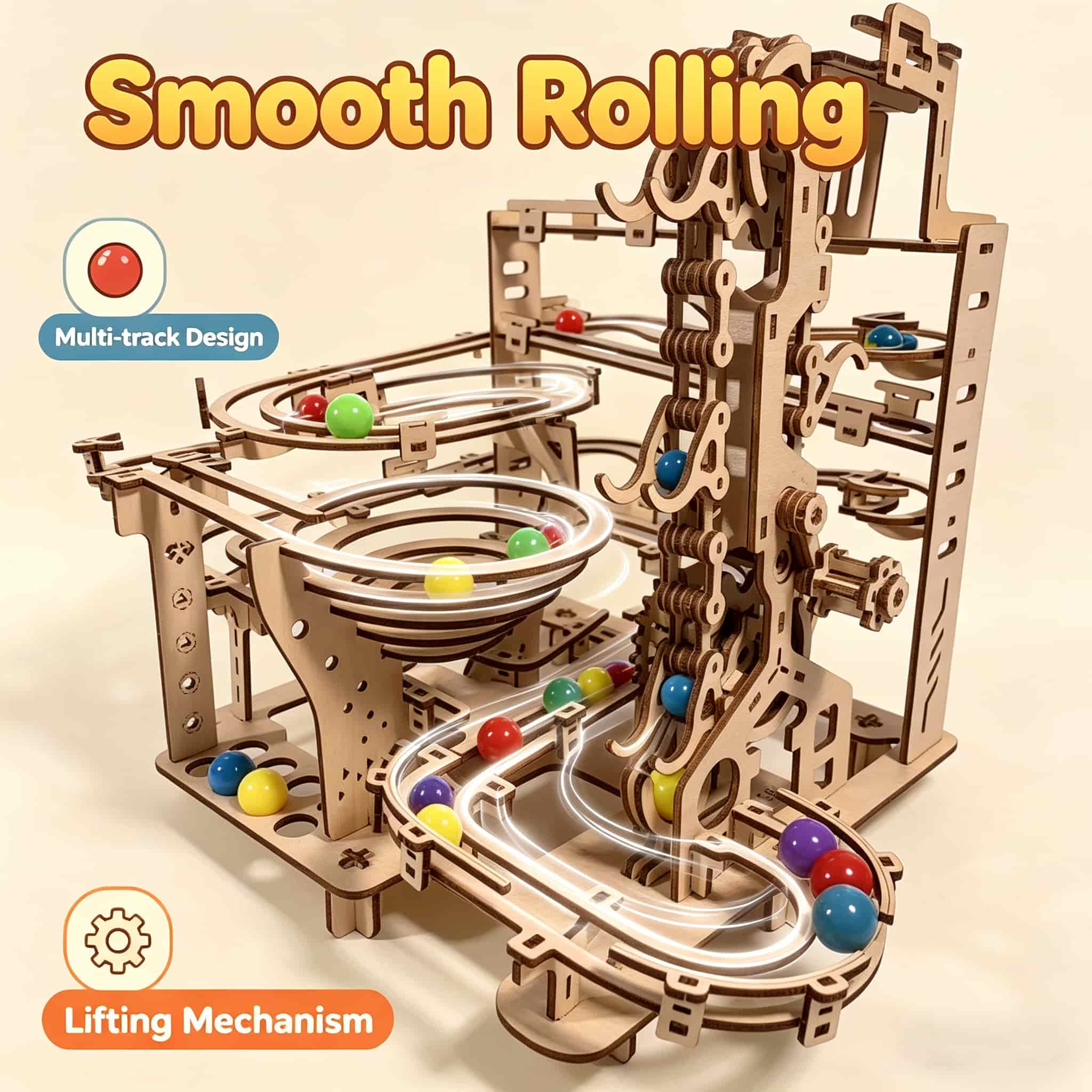 Mechanical Marble Run 3D Woode - Running Gear Track review and price