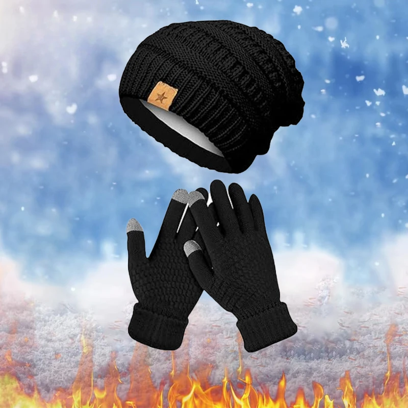 1-5PCS Winter Hat Gloves Set F - Running Gear For Winter review and price